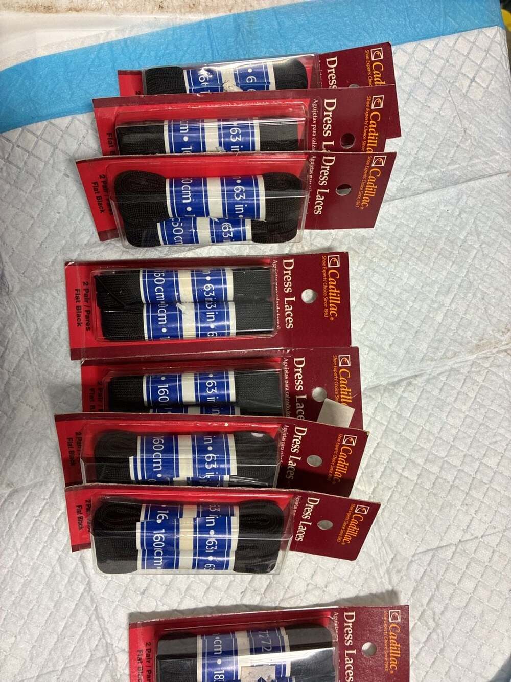 Lot of 8 Cadillac Flat Black Dress Shoe Laces (Various Sizes)